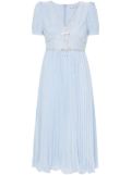 Self-Portrait pleated chiffon midi dress - Blue