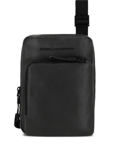 PIQUADRO leather logo-embossed messenger bag