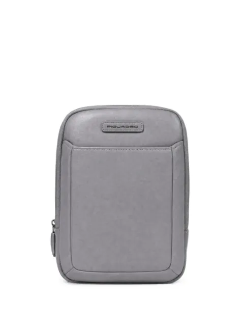 PIQUADRO logo-plaque pebbled-leather messenger bag