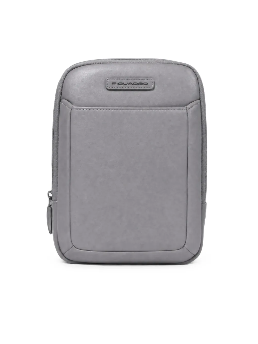 PIQUADRO mini logo-plaque leather messenger bag Grijs