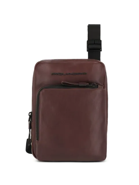 PIQUADRO logo-embossed leather messenger bag
