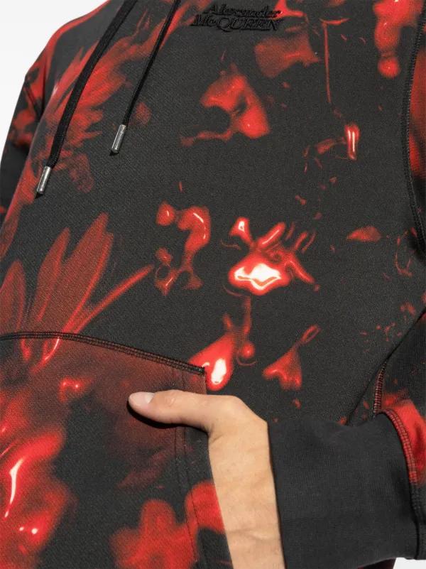 【関税&送料込】Alexander Mcqueen Black Red Cotton Zip Sweat Alexander McQueen Black/red cotton zip sweatshirt | TheDoubleF