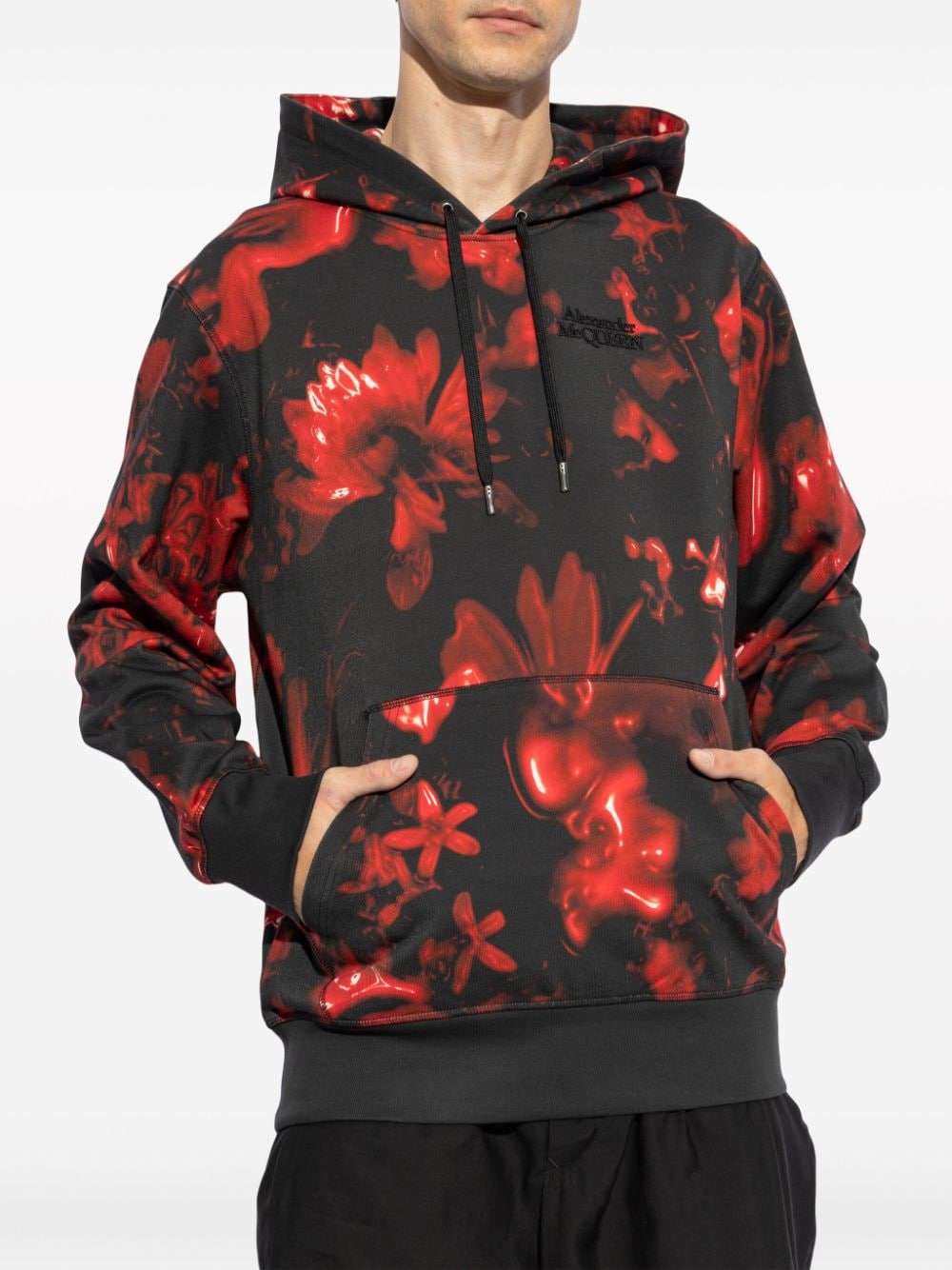 Shop Alexander Mcqueen Wax Flower Hoodie In Black