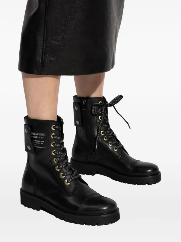 Zadig&Voltaire lace-up Leather Combat Boots | Black