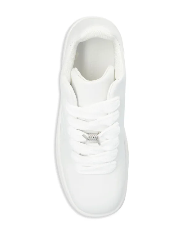 Burberry Twisted Metal Detail Leather Sneakers | White