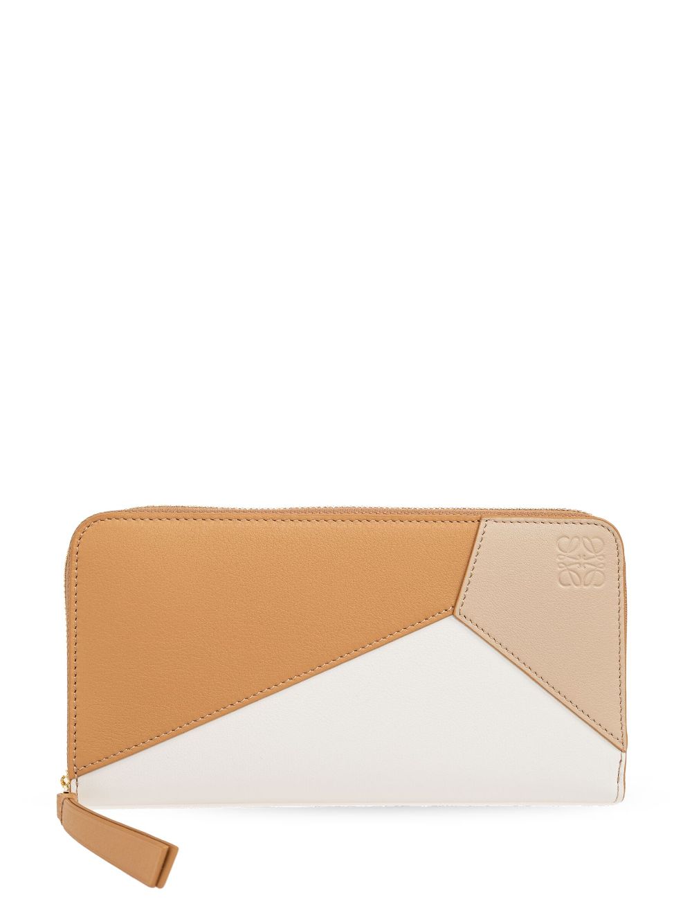 Shop Loewe Puzzle Zip Around Leather Wallet In Neutrals