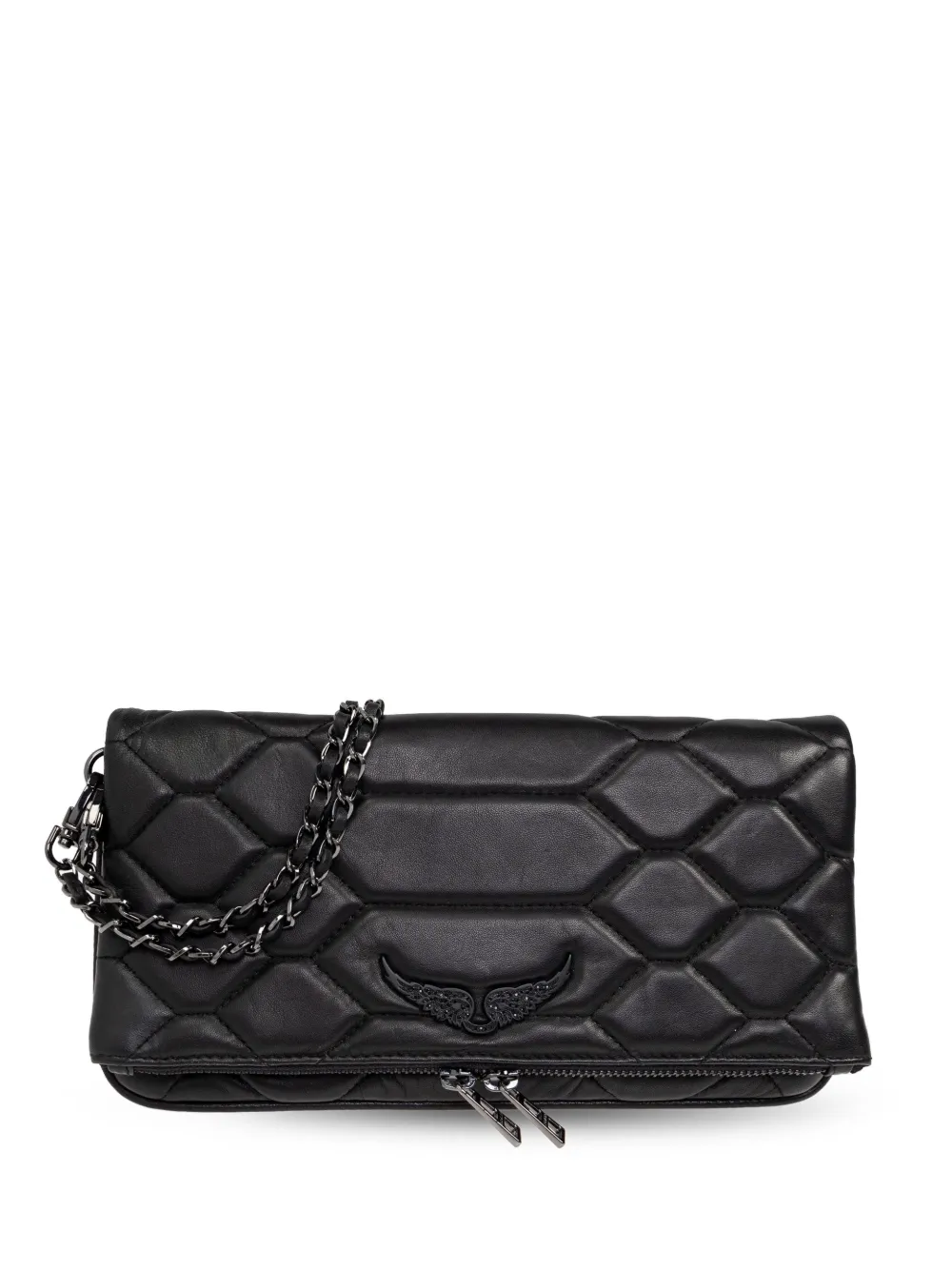 Zadig & Voltaire Rock Mat Scale Clutch Bag In Black