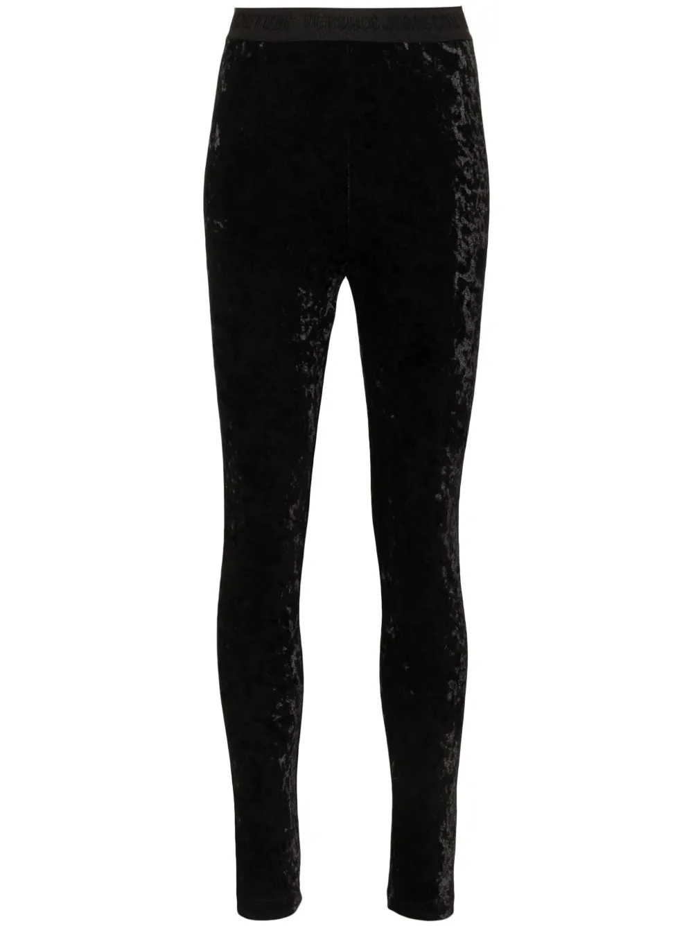 Versace Jeans Couture logo-waistband velvet leggings Women