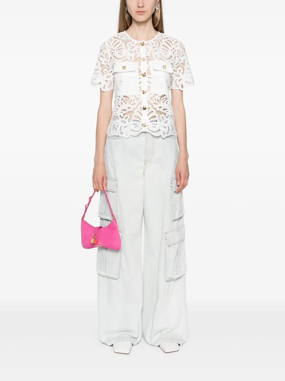Self-Portrait Suède blouse - Wit
