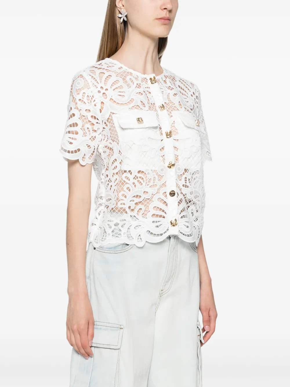 Self-Portrait Suède blouse Wit