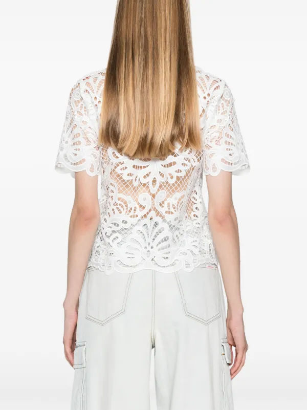 Self-Portrait guipure-lace Shirt | White | FARFETCH UK