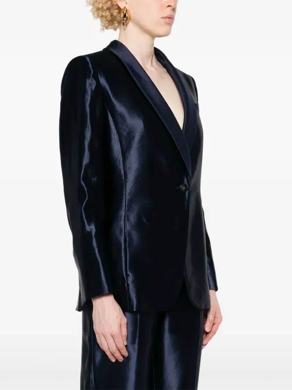 アウターその他 GIORGIO ARMANI Woman Blazer Gnawed Blue 3SHCC04TT03WP PZ01 Giorgio Armani single-breasted Satin Blazer | Blue | FARFETCH