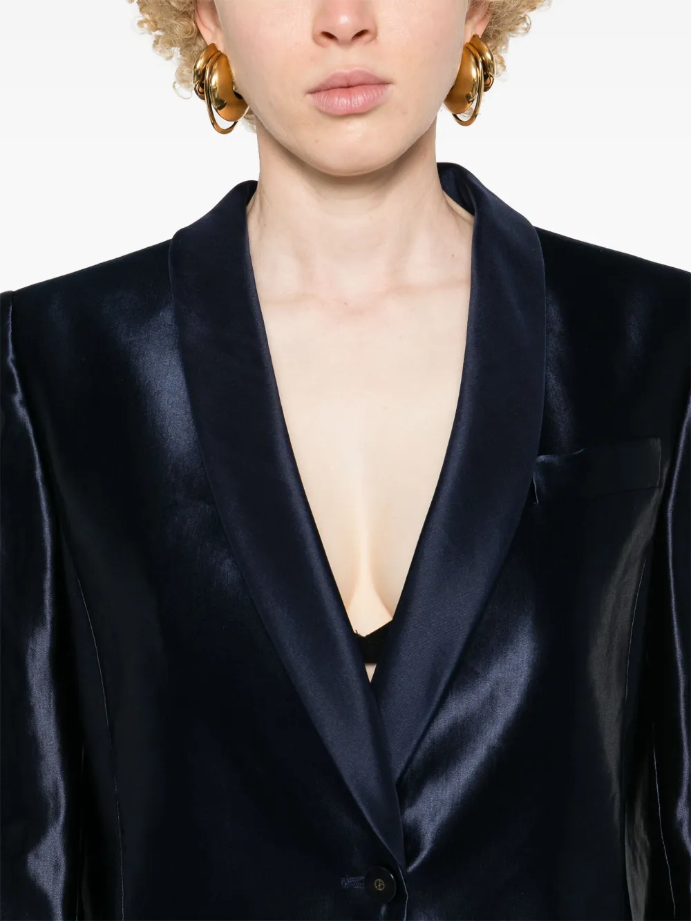 Giorgio Armani Satijnen blazer Blauw