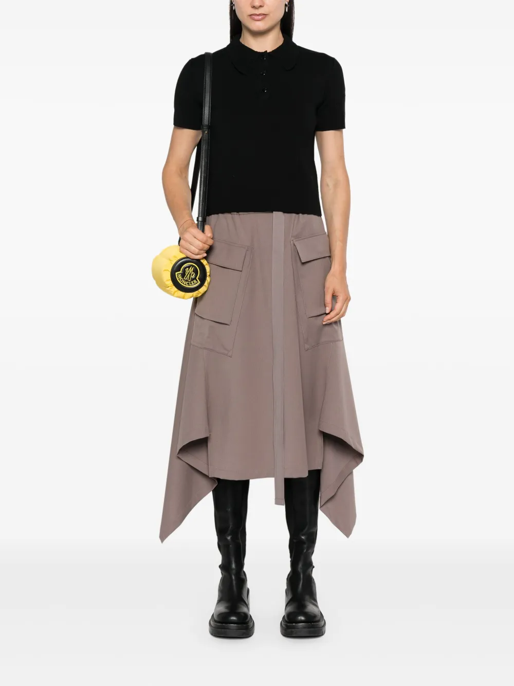 Moncler Katoenen polotop met contrasterende kraag - Zwart