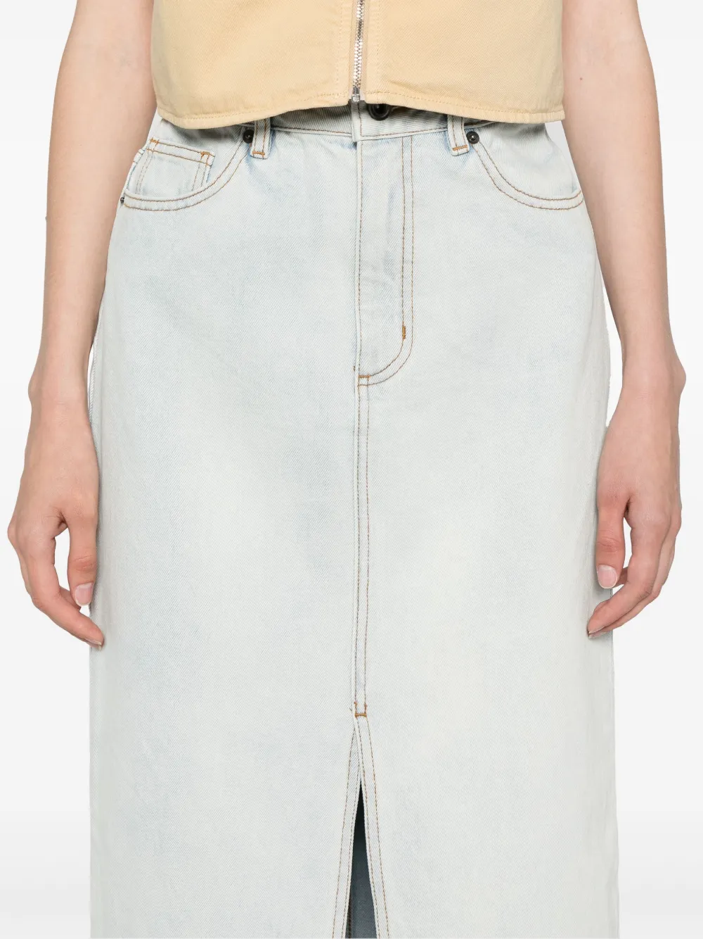 Self-Portrait Denim maxi-rok Blauw