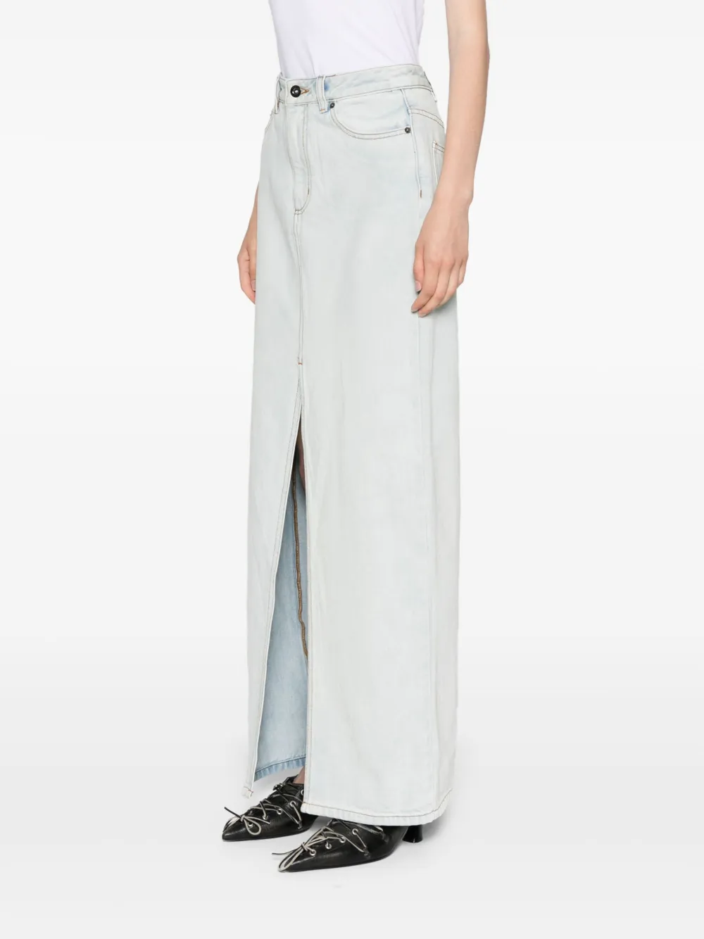 Self-Portrait Denim maxi-rok Blauw