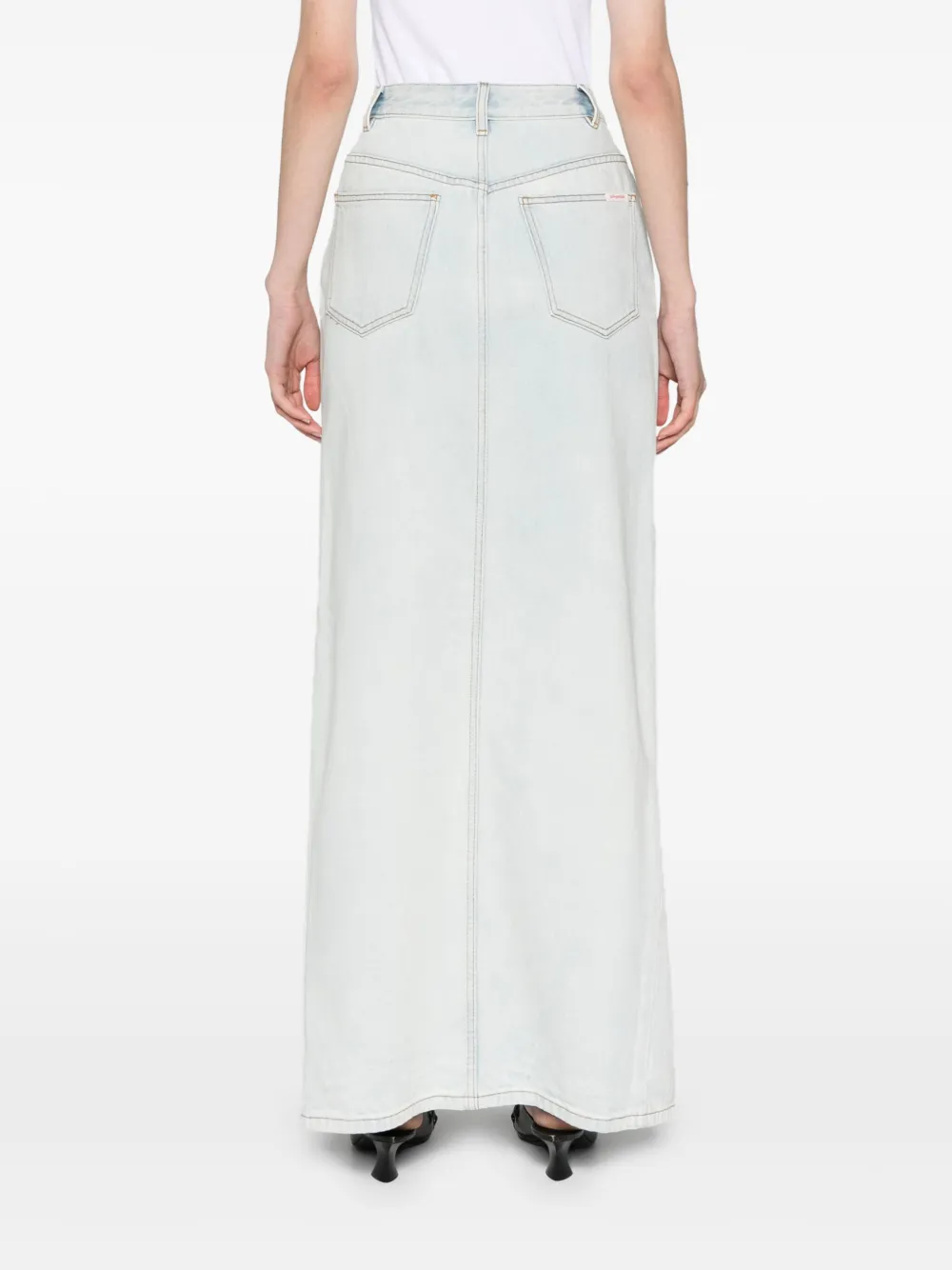 Self-Portrait Denim maxi-rok Blauw