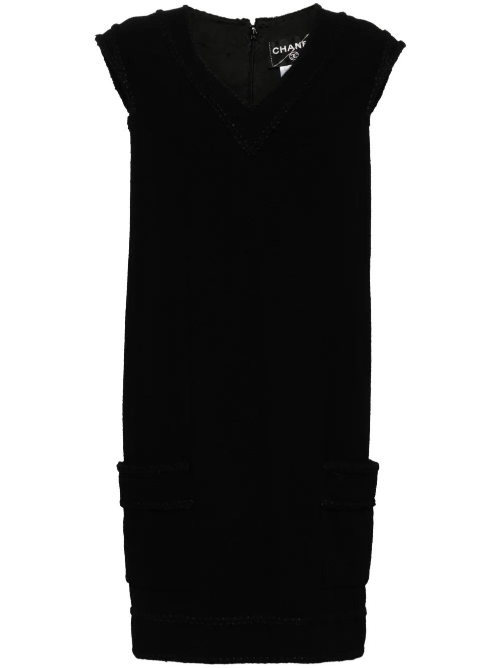 Pre-owned Chanel 2008 Silk-blend Sleeveless Dress In Black