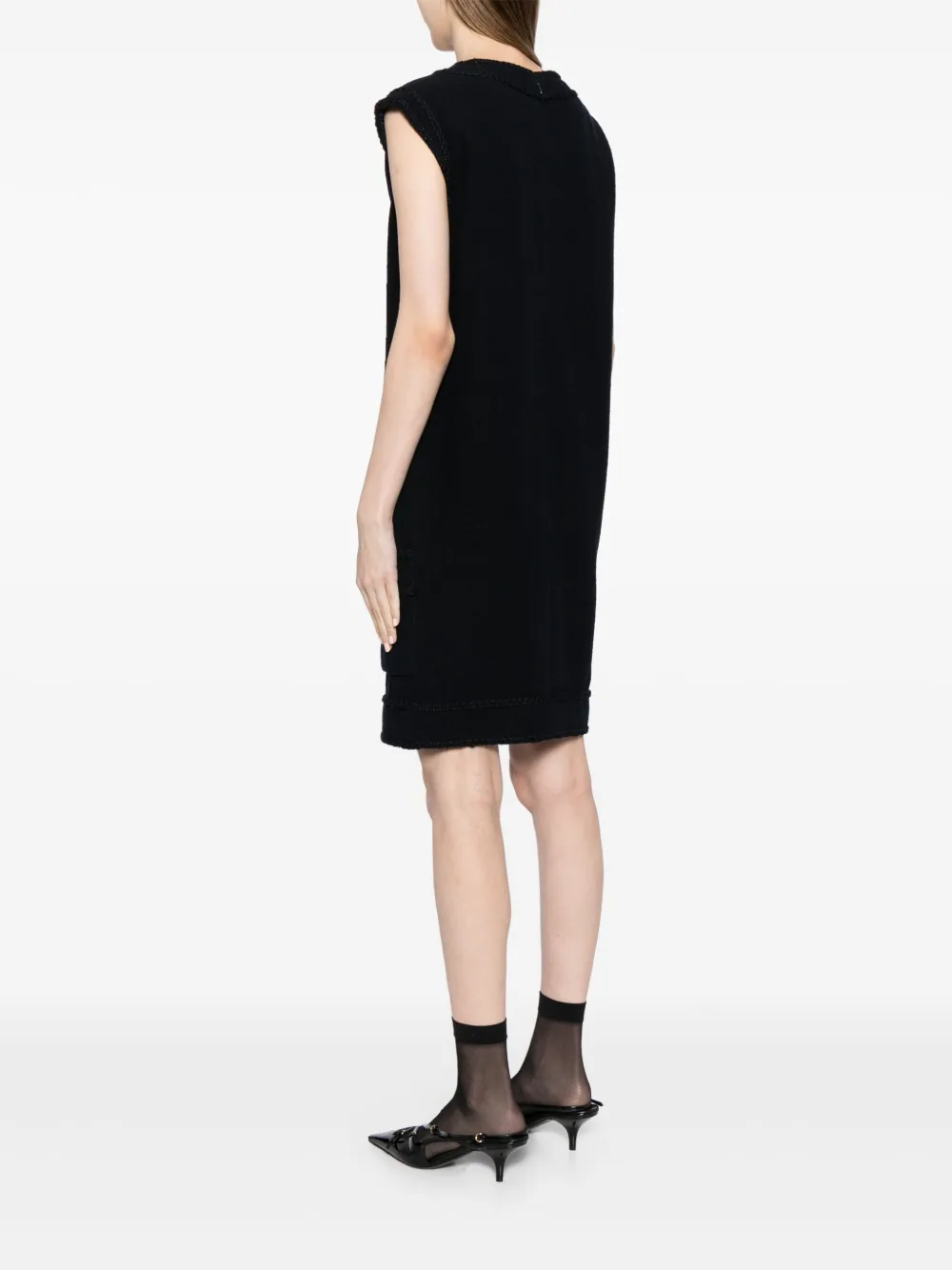 Pre-owned Chanel 2008 Silk-blend Sleeveless Dress In Blue