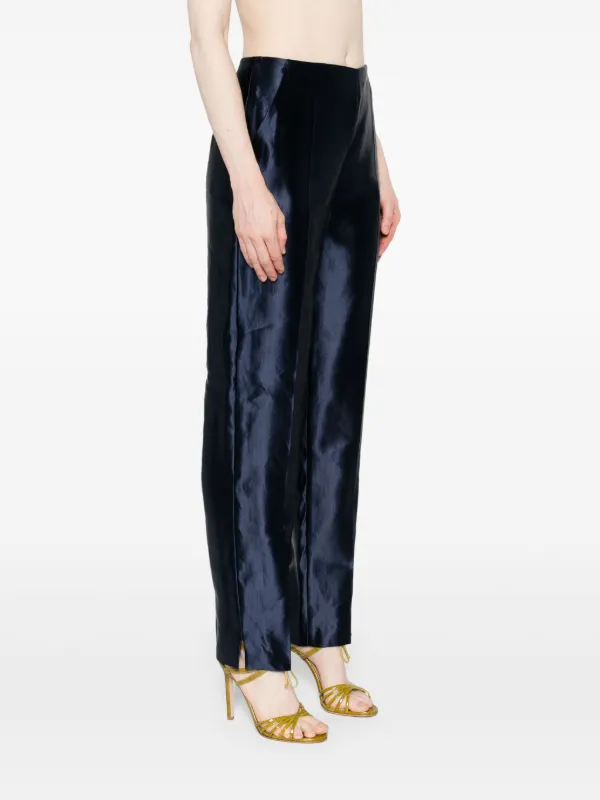 Giorgio Armani seam-detail Satin Trousers | Blue | FARFETCH