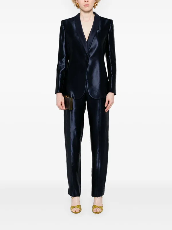 Giorgio Armani seam-detail Satin Trousers | Blue | FARFETCH