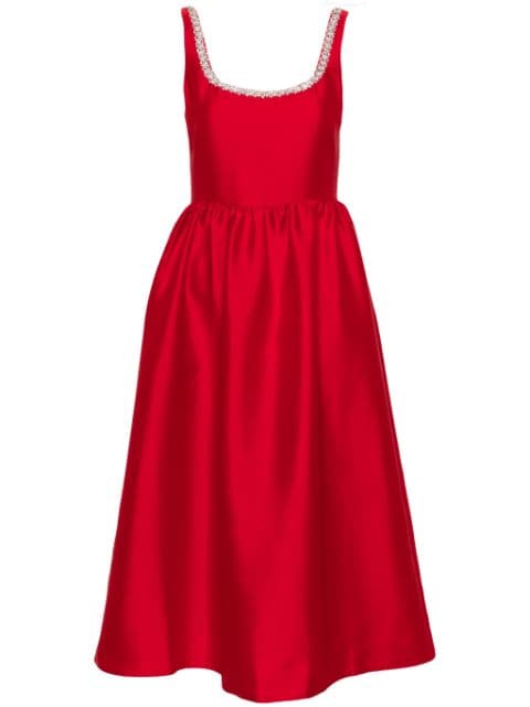 Self-Portrait crystal-embellished taffeta midi dress