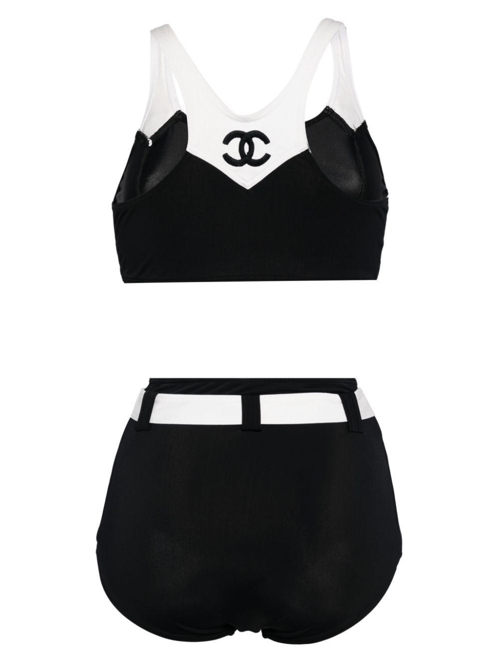 CHANEL Pre-Owned 1990-2000s CC high waist bikini met ceintuur - Zwart