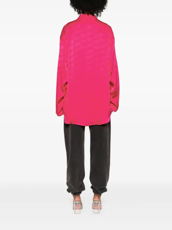 Balenciaga jacquard-logo Satin Shirt Pink FARFETCH JO