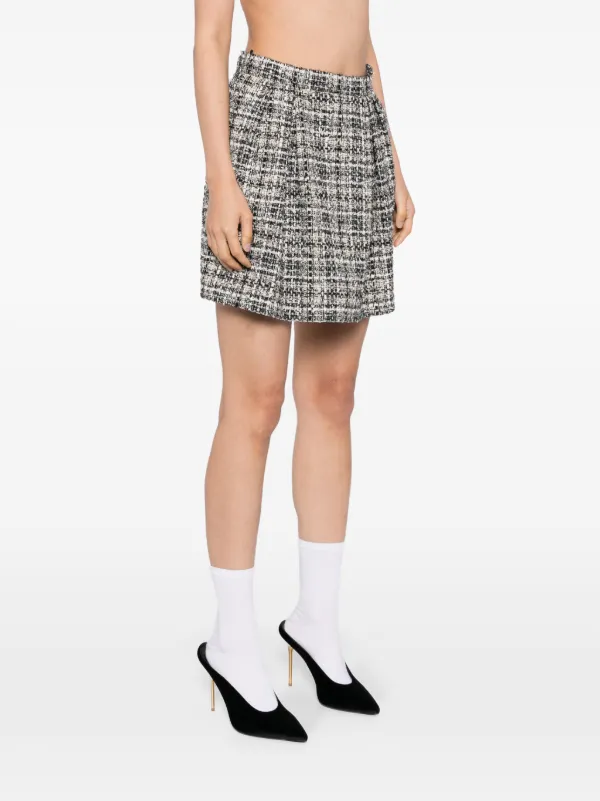 Alessandra Rich Checked Lurex Tweed Skirt | Black | FARFETCH