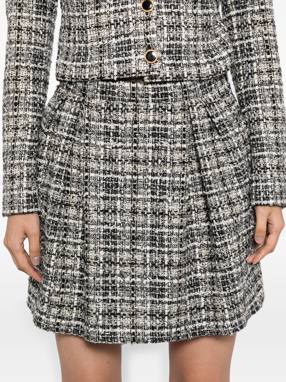Alessandra Rich Geruite lurex tweed rok Zwart