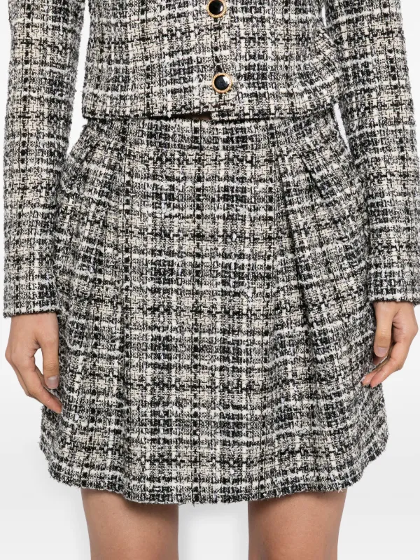 Alessandra Rich Checked Lurex Tweed Skirt | Black | FARFETCH