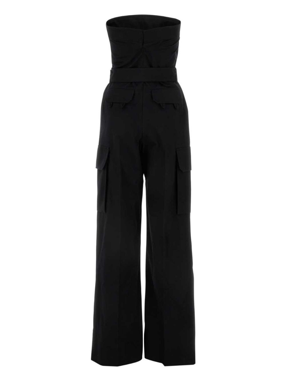 Saint Laurent strapless belted cotton jumpsuit - Black