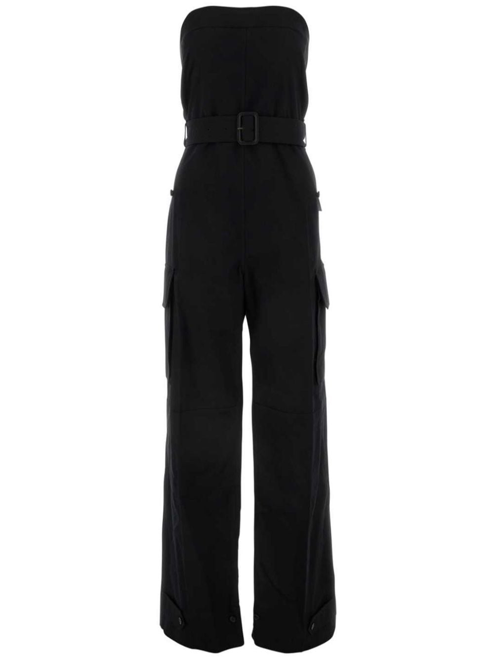 Saint Laurent strapless belted cotton jumpsuit - Nero