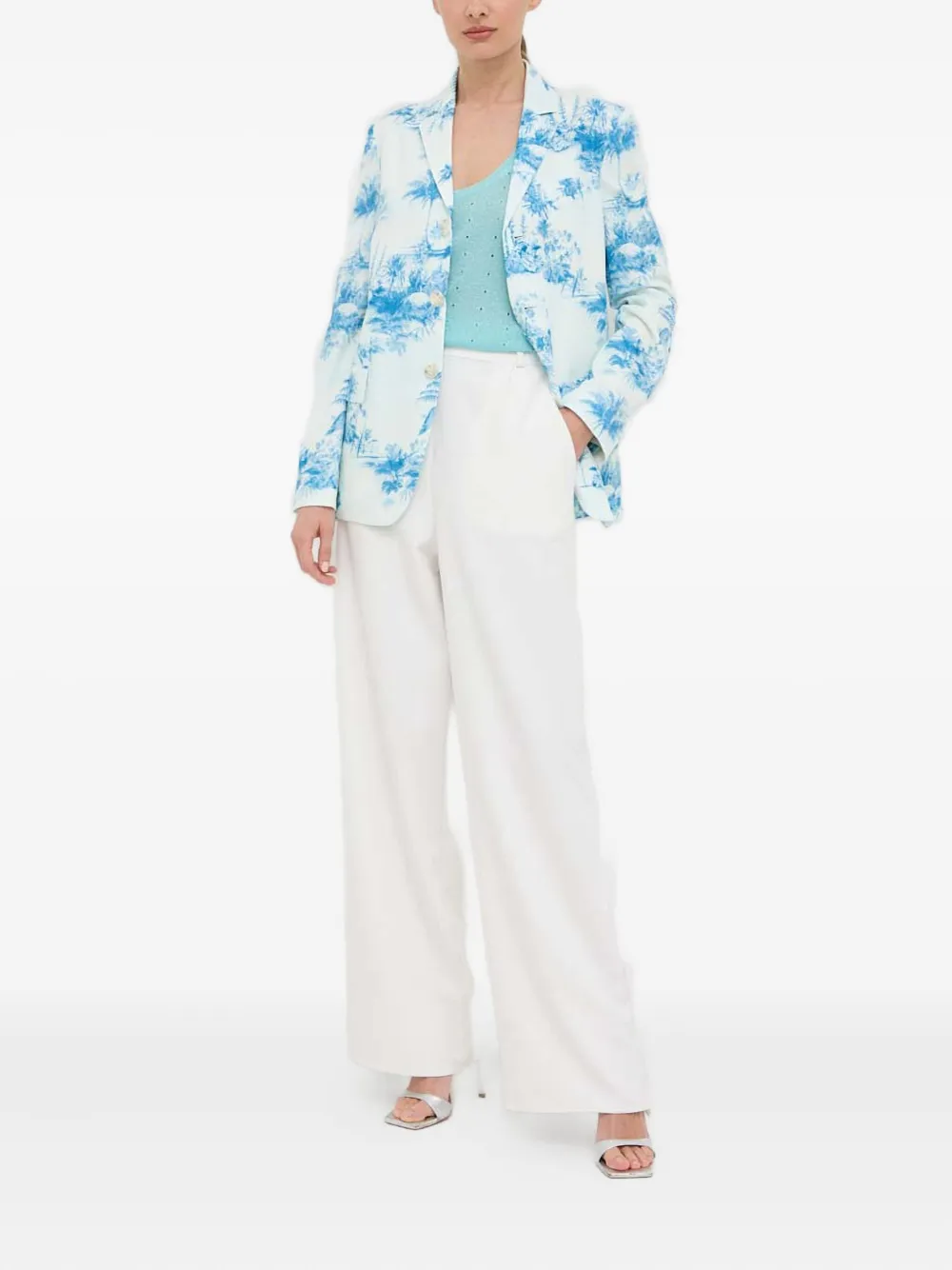 RED Valentino Blazer met knopen en print - Blauw