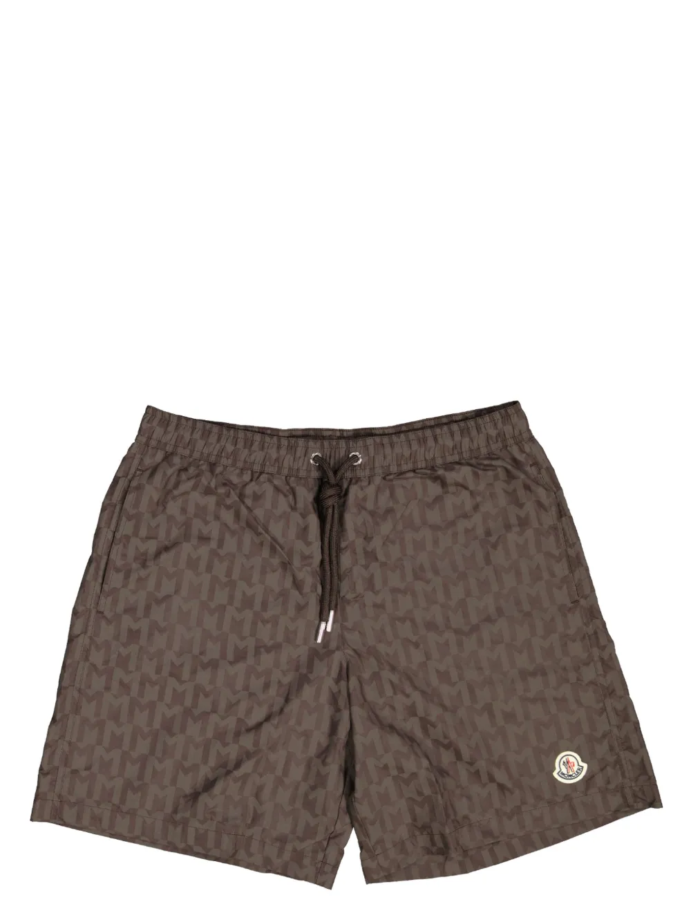 Moncler Zwembroek met monogramprint Bruin