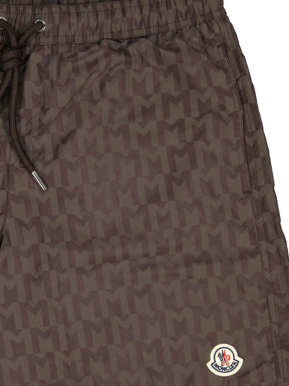 Moncler Zwembroek met monogramprint Bruin