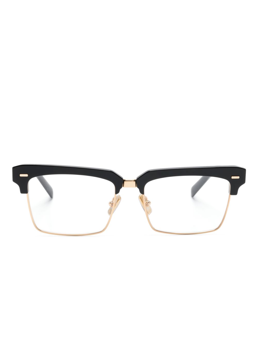 Miu Miu Rectangular Clubmaster-frame Glasses In Black