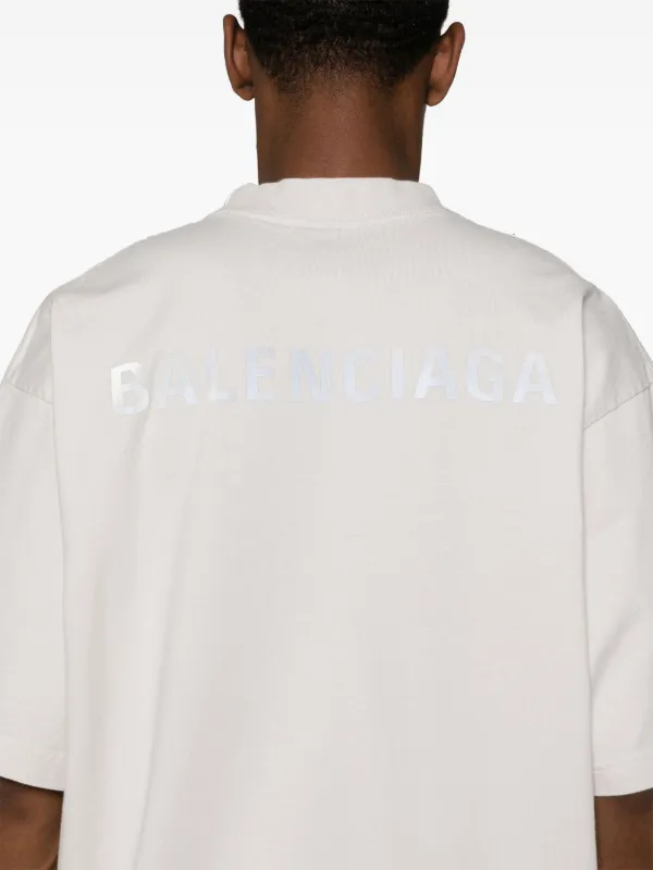Balenciaga reflective-logo Cotton T-shirt | Neutrals | FARFETCH
