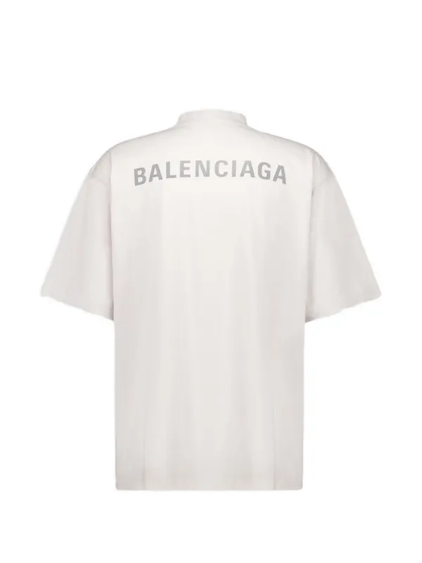 Balenciaga reflective-logo Cotton T-shirt | Neutrals | FARFETCH