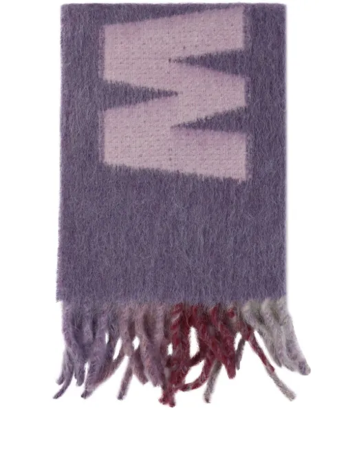 Écharpe frangée à logo en jacquard - Marni - Modalova