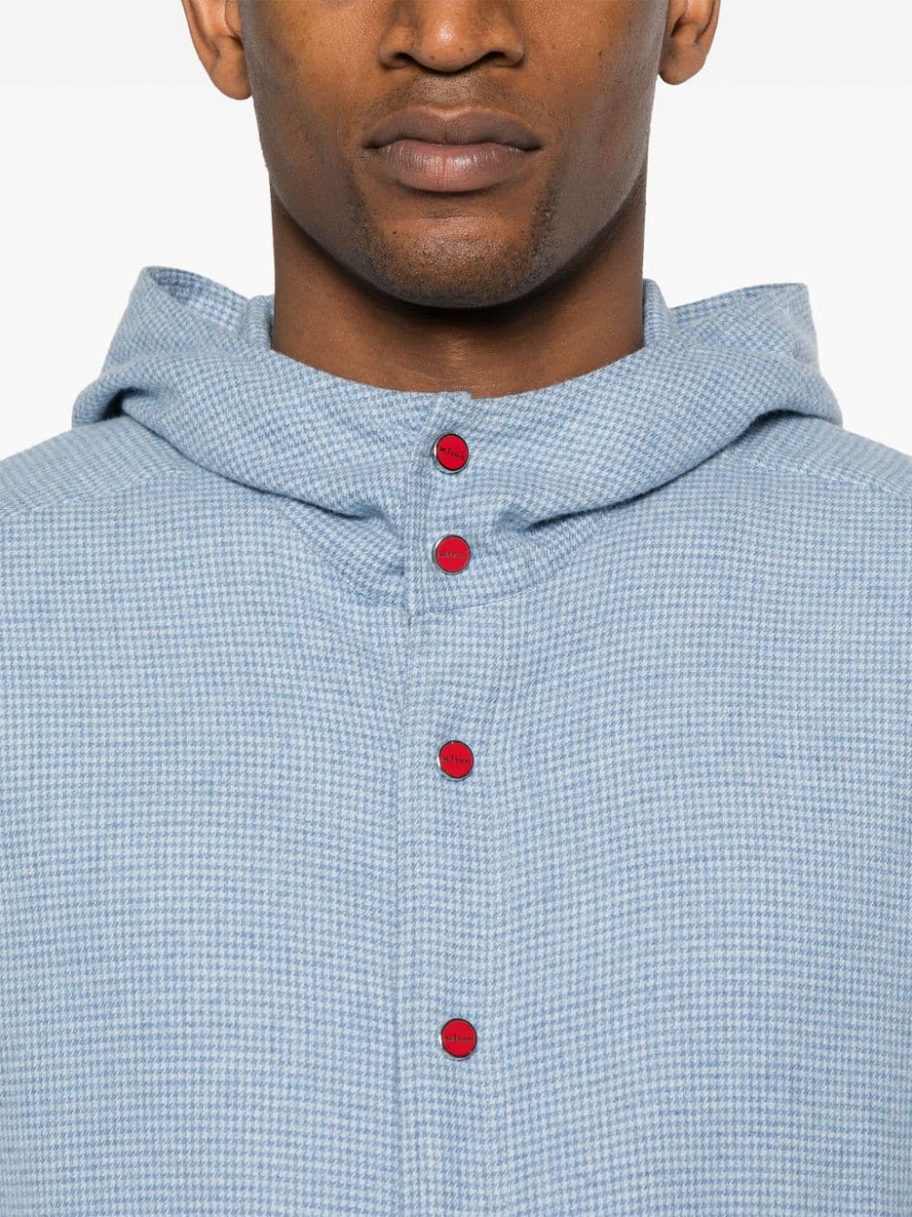 KITON HOODED GINGHAM-CHECK SHIRT 