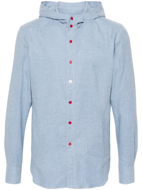 Kiton camisa con capucha y motivo de cuadros gingham