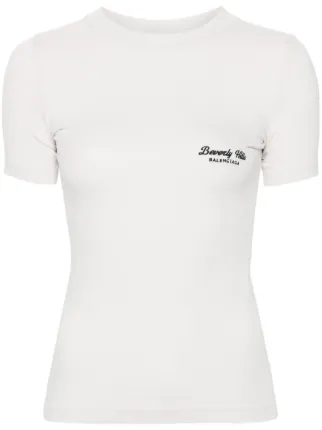Balenciaga Beverly Hills Embroidered T-shirt | Neutrals | FARFETCH