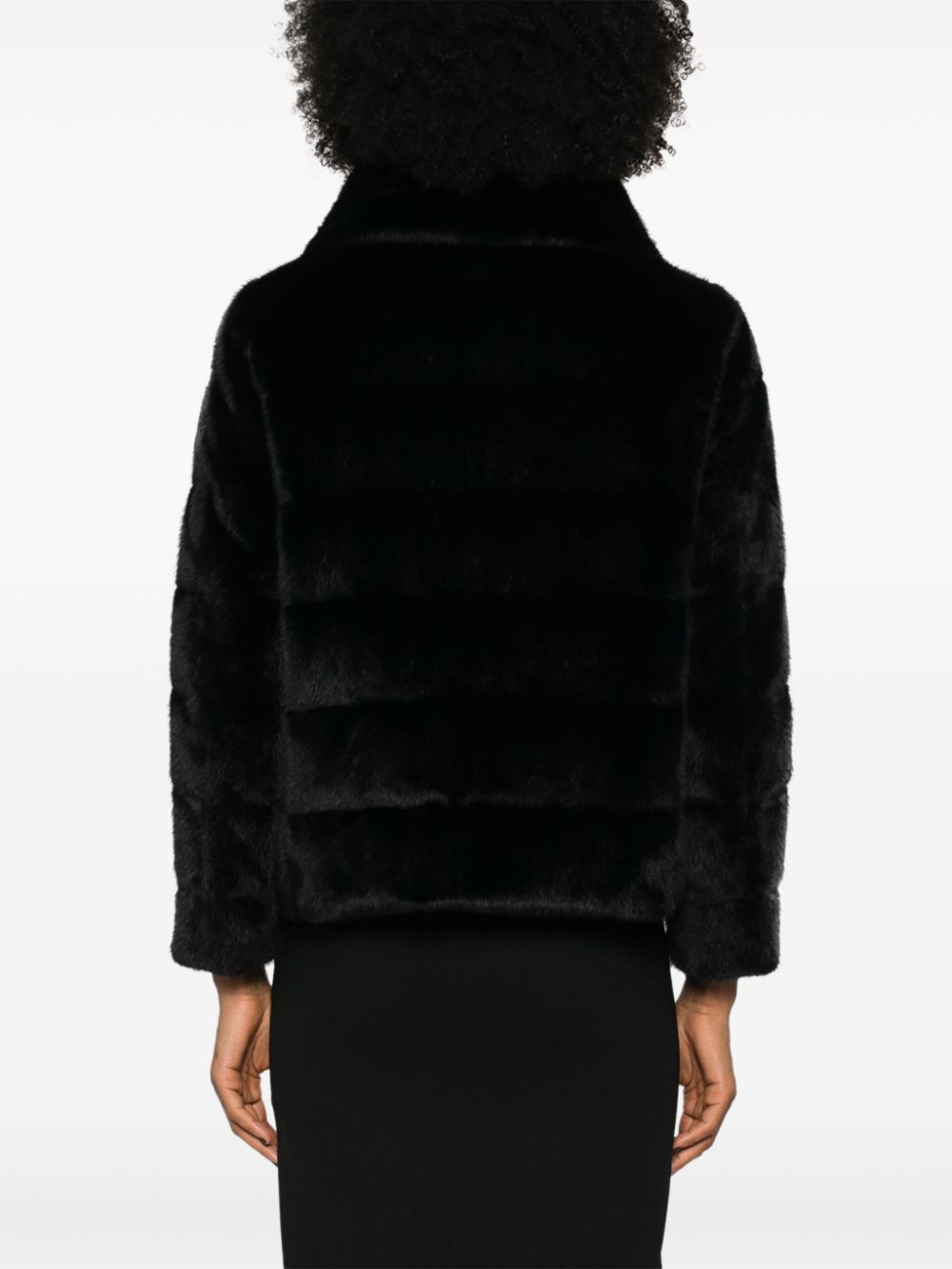 Shop Herno Faux-fur Zipped Jacket In Black