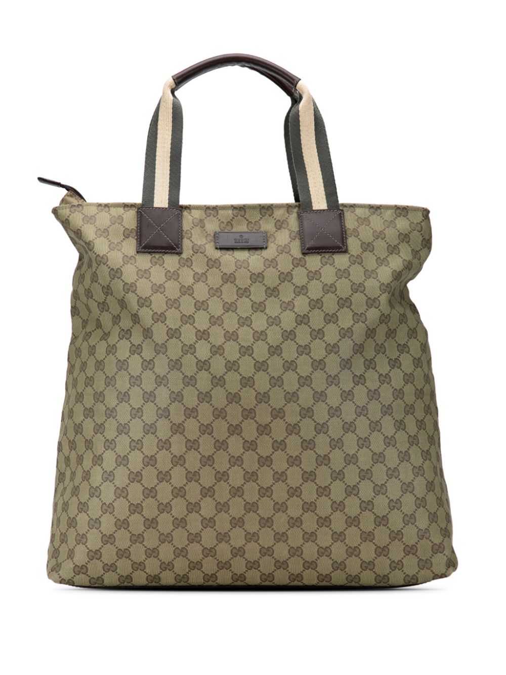 Pre-owned Gucci 2000-2015 Gg Canvas Web Tote Bag In Brown