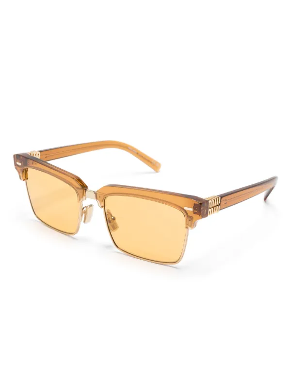 MiuMiu◆パントスサングラス ロゴ クラシカル MU10ZS Miu Miu Eyewear MU10ZS rectangle-frame Sunglasses | Orange