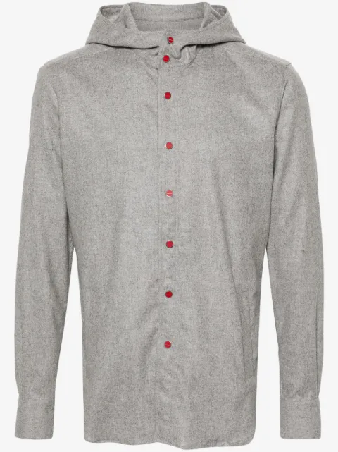 Kiton Mariano flannel hooded shirt 