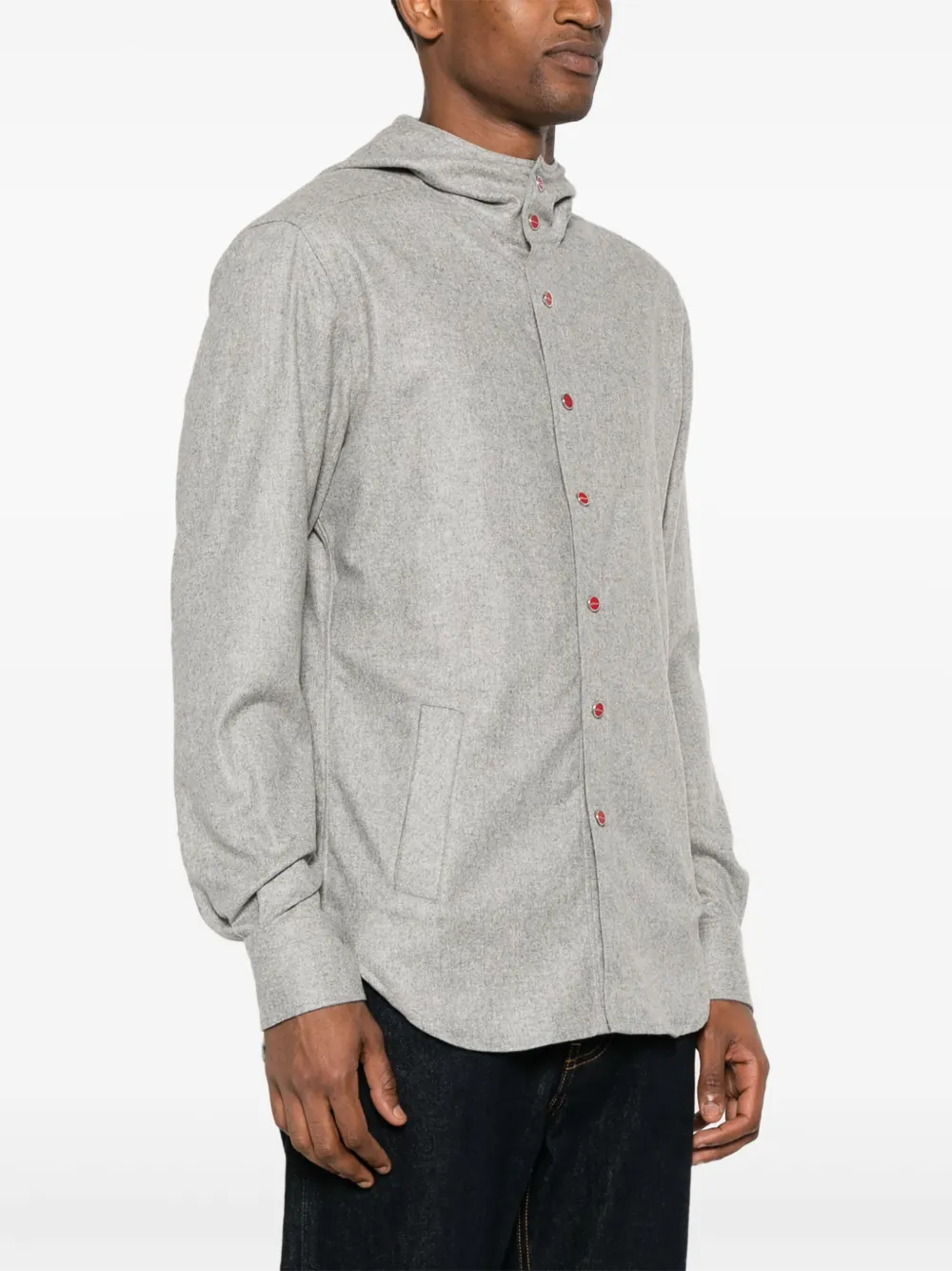 KITON MARIANO FLANNEL HOODED SHIRT 