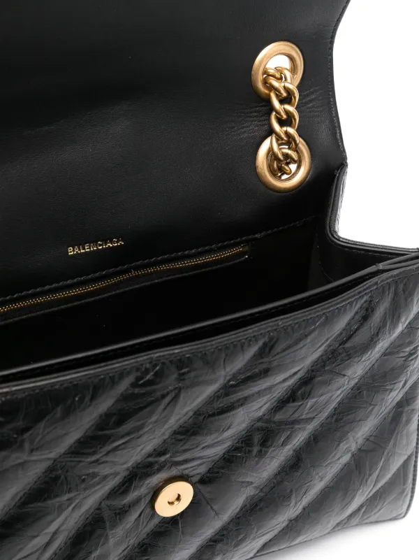 Balenciaga Medium Crush Shoulder Bag | Black | FARFETCH