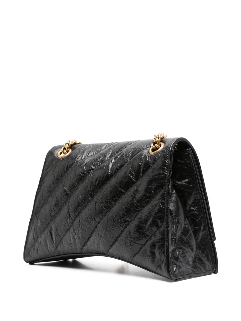 Shop Balenciaga Medium Crush Shoulder Bag In Black